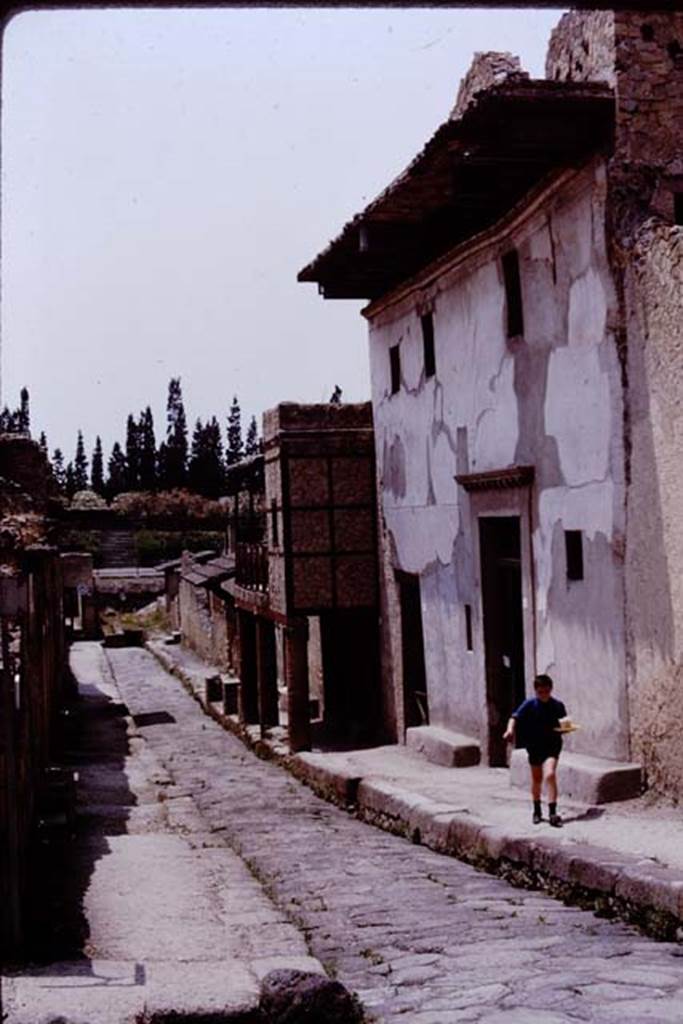 III,11 Herculaneum, 1964. Looking south along Cardo IV Inferiore, with House of the Wooden Partition, on right. Photo by Stanley A. Jashemski.
Source: The Wilhelmina and Stanley A. Jashemski archive in the University of Maryland Library, Special Collections (See collection page) and made available under the Creative Commons Attribution-Non Commercial License v.4. See Licence and use details. J64f1414